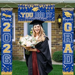 Graduation Door Banner 3 Pieces Set blue Graduation Door Decorations 2026 Congra