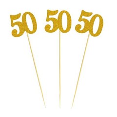 12PCS 50th Birthday Centerpiece Sticks Glitter Number 50 Table Centerpieces F…