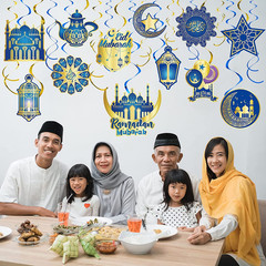 30 Pieces Eid Ramadan Mubarak Decorations for Home Hanging Swirl Streams Ceiling