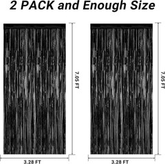 Elegant 2 Pack Black Foil Curtains – Perfect for Birthday & Graduation Parties