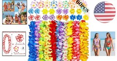 Bulk 60PCS Hawaiian Leis & Accessories – Perfect for Luau and Tropical Parties
