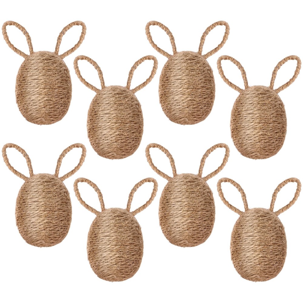 8 Pcs Farmhouse Easter Egg Linen Rope Eggs Rustic Easter Hunt Ornament for Sp…