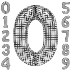 40 Inch Disco Number Balloons Large Silver Disco Ball Print Number Balloon fo…