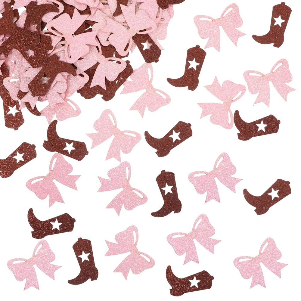 Glitter Boots Or Bows Gender Reveal Table Confetti Paper Scatters 200 PCS