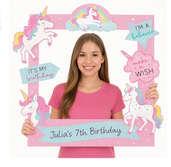ENCHANTED UNICORN 30″ x 35″ GIANT CUSTOMIZABLE PHOTO BOOTH FRAME W/14 CUTOUTS