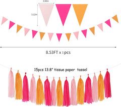 Hot-Pink Burnt-Orange Fall Party Decorations – 23Pcs Birthday Baby Shower Tissue