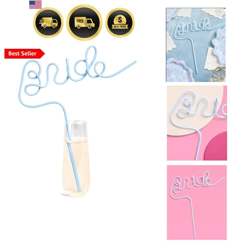 Bride to Be Straw Blue XL Party Drinkware Bachelorette Bridal Shower Gifts