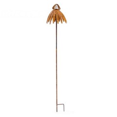 Bronze Rusted Echinacea Garden Stake Metal Art for Lawn and Flower Beds