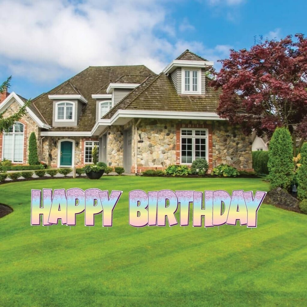 VictoryStore Rainbow Ombre Sparkle EZ Happy Birthday Display Glitter Decor 19878