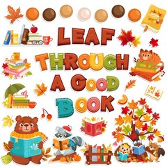 Fall Classroom Decorations Leaf Through A Good Book Bulletin Board Set Autumn