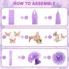 Purple Pink Birthday Party Decorations, Butterfly Confetti Rose Gold Lavender…