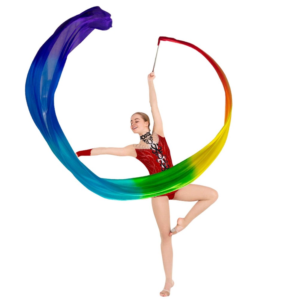 16.4FT Dance Streamer Gymnastics Dance Ribbons Belly Dance Real Silk Ribbon T…