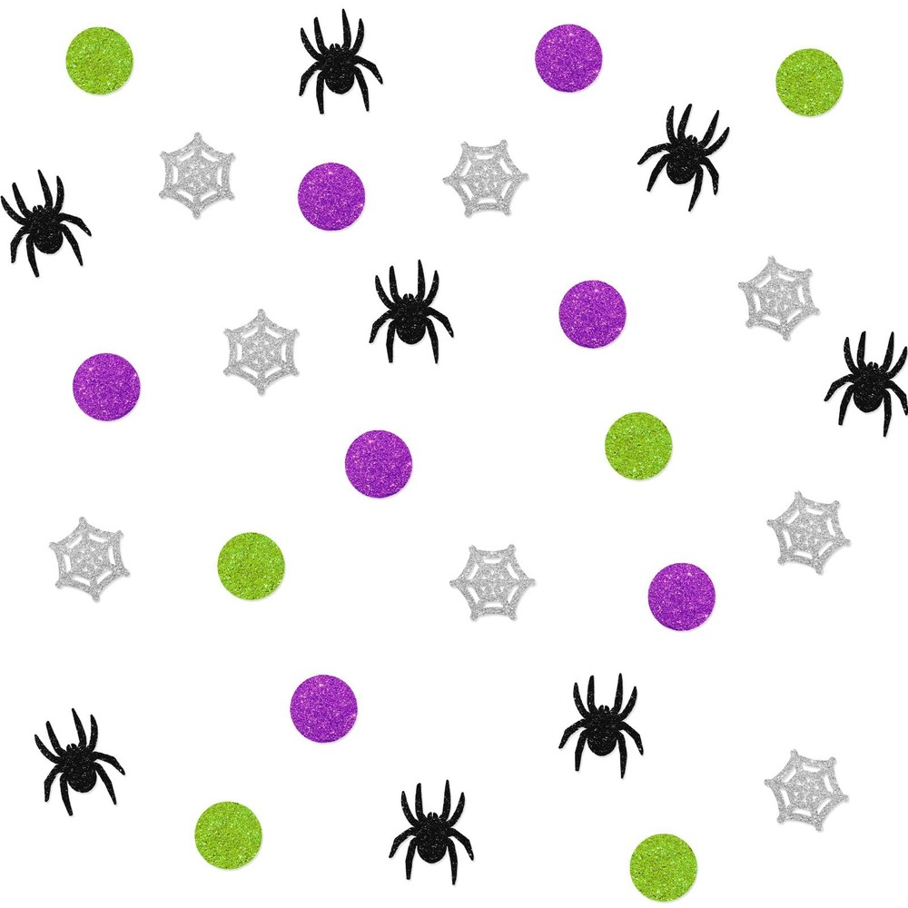 120 PCS Happy Halloween Confetti Spider Table Witch Paper Scatters Black