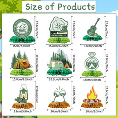 Camp Bachelorette Party Decorations, 9PCS Camping Party Honeycomb Centerpieces,