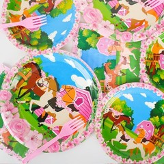 Horse Party Plates Napkins Tableware Set Kentucky Birthday Supplies Pink Girl