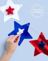 , Red, White + Blue Star Banner | 5.5 Ft. | 4th of July Garland, USA Decorati…