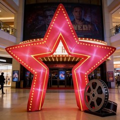 Movie Night Decorations Inflatable Star Arch 10ft Decorations Red Light Up