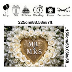 5x7FT/5x3FT Mr & Mrs Backdrop Wedding Valentine’s Day Backgrounds Photo Booths