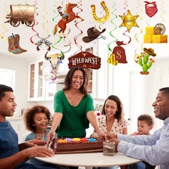 Funrous 55 Pcs West Cowboy Themed Party Decoration Wild Western Brown, Gray