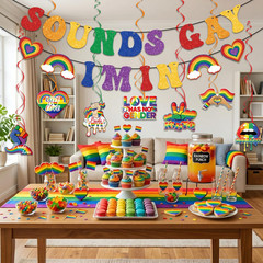 Pride Decorations Banner Hanging Swirls Sounds Gay I‘M in Glitter Banner Love Is