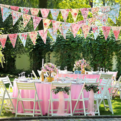 5 Pcs Retro Bright Floral Paper Garland Chic Tea Party Decorations Wildflower…