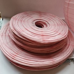 Round Pink Paper Lanterns 17 Lantern 3-Sizes 6 Each Small Medium 5 Large