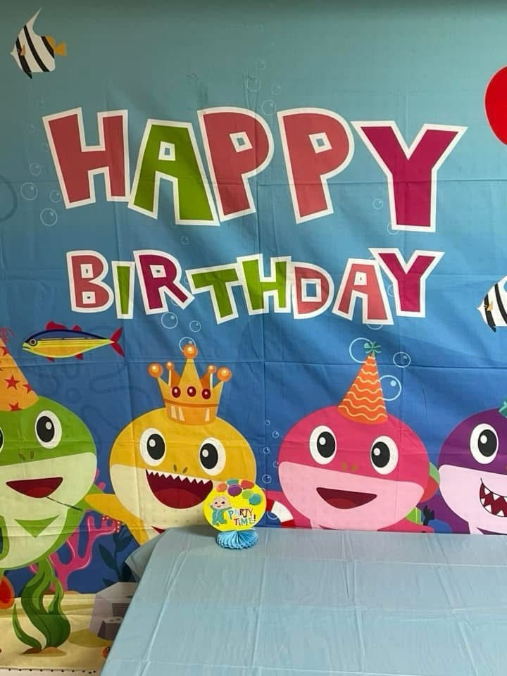 Large Baby Shark Birthday Backdrop