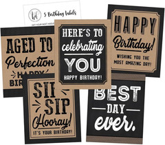 5 Birthday Wine or Beer Bottle Labels or Stickers Present, Gifts, Any Age Years