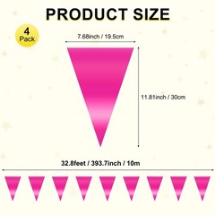 4-Pack 10m/32.8FT Triangle Pennant Banner Flag Metallic Fabric Bunting Party …