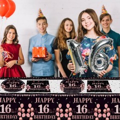 41Pcs 16th Birthday Party Decorations for Girls 7 Inches, Black Gold