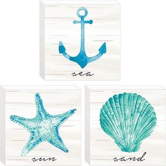 Amscan Sea, Sand, Sun Mini Block Signs, 3.5 x 1.75-3 Count – Vibrant, Beach-Them