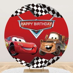 Round Racing Car Backdrop Boys Birthday Party Circle Photo Background Banner