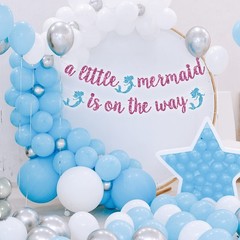A Little Mermaid is on The Way Banner – Girl Baby Shower Decorations – Under The