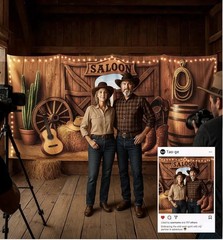 Light Up Western Backdrop 6×13 Decoration Rodeo Western Cowboy