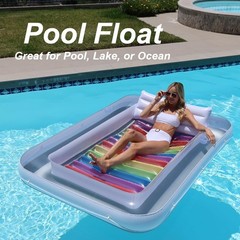 Inflatable Tanning Pool Lounger Float w/Reflective Base Electric Pump Include…