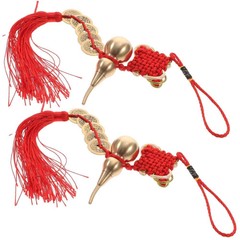 2PCS Gourd Brass Pendants Chinese Knot Ornaments Chinese Style Decoration