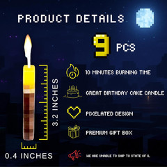 Gamer Birthday Cake Torch Candles | Video Game Happy Birthday Party Decorations
