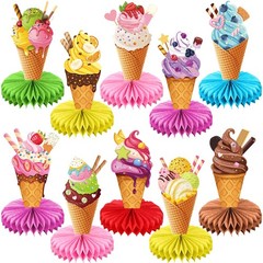 Faccito 10 Pcs Ice Cream Party Decorations 3D Ice Cream Drip Baseball Honeyco…
