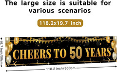 50Th Birthday Decorations for Men & Women – 10Ft «Cheers to 50 Years» Black & Go