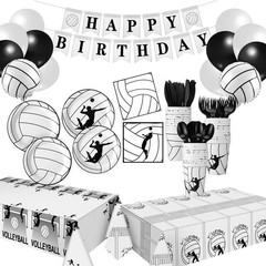 143 Pcs Volleyball Birthday Party Supplies – Plates, Cups, Napkins, Balloons & M