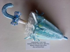 NEW 7″ Hand Decorated Parasol Umbrella Baby Shower Decoration in Blue or Pink