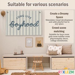 Long Live Boyhood Banner Boys Room Decor Linen Wall Hanging,Nursery Kids Bedr…