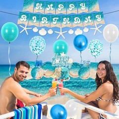 Ocean Waves Birthday Party Supplies – 183Pcs Beach Theme Decor, Plates, Napkins,