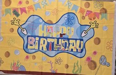 SpongeBob SquarePants Birthday Party Decoration, 5×3.5ft Happy Birthday Backdrop