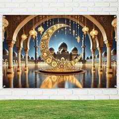 Eid Decorations Banner Ramadan Decorations 71×43 Inch Backdrop Crescent Moon …