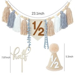 Ereniko 1/2 Birthday Boy Decorationshalf Way To One Baby Boy Decorations6