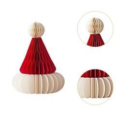 Christmas Honeycomb Santa Hat Funny Xmas Paper Hat for Yard Centerpiece Home