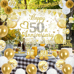 50Th Anniversary Decorations for Couple, White Gold Cheers to 50 Years Wedding P