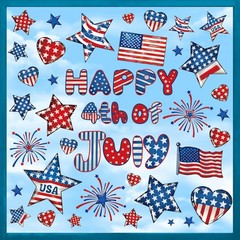9 Sheets Happy 4th of July Window Cling Stickers Patriotic Star American Flag Wi
