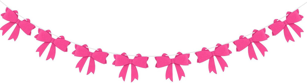 1 Pcs Rose Red Bow Garland Banner, Bow Party Decortions for Women Girls Birthday
